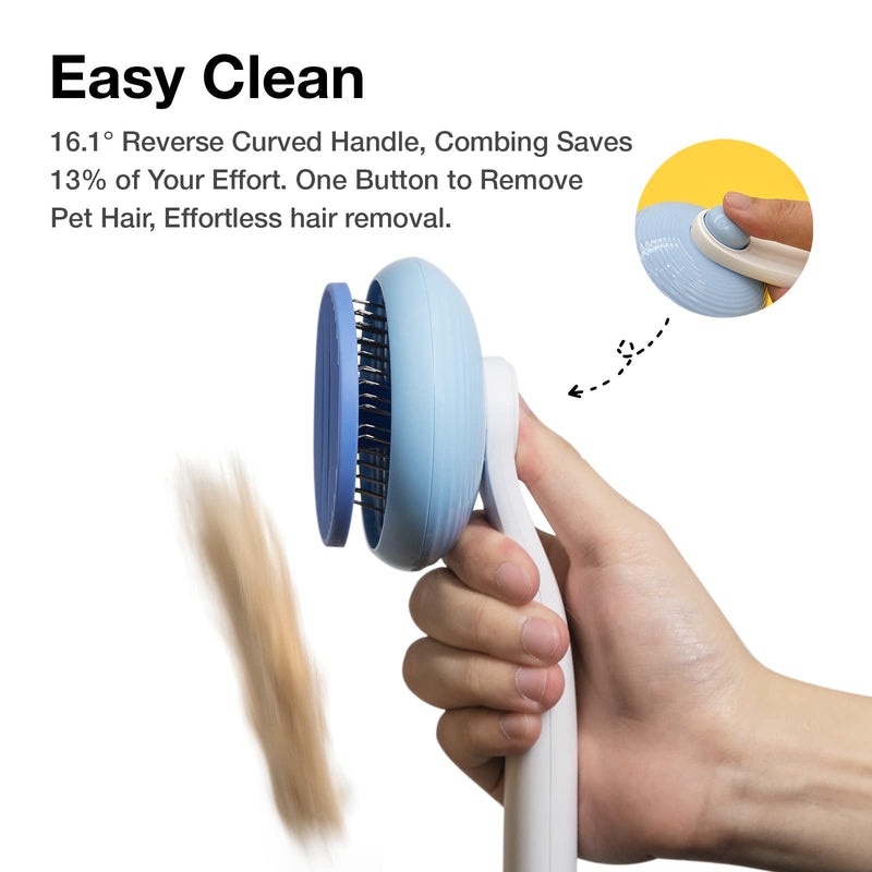 Self-Cleaning Slicker Brush for Pet Grooming: Removes Tangles, Loose Undercoat & Mats from Cats & Dogs (Blue) Blue - BeesActive Australia