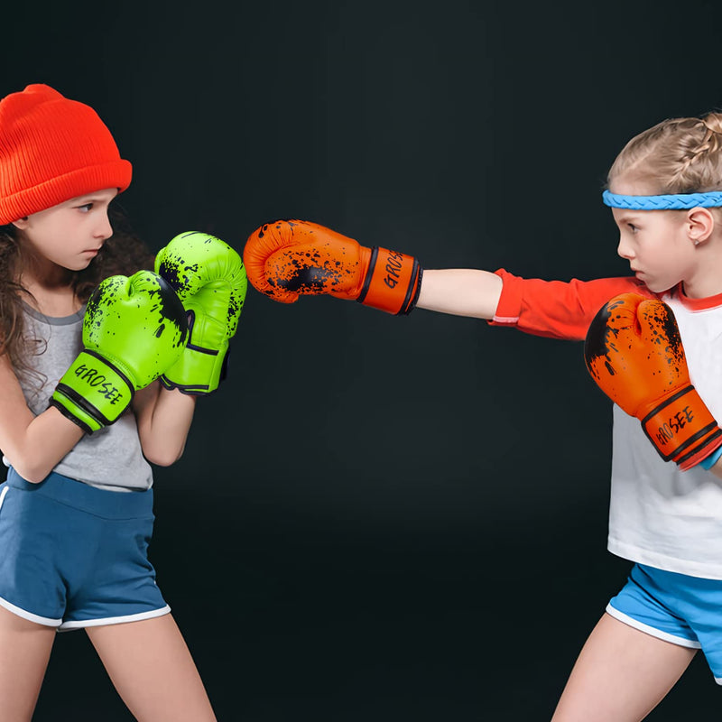 Kids Boxing Glove 6oz 8oz, Youth, Boys and Girls Training Sparring Gloves for Punching Bag, Kickboxing, Muay Thai, MMA, Gift for Age 6-15 Years Green 8 oz (80-105 lbs)