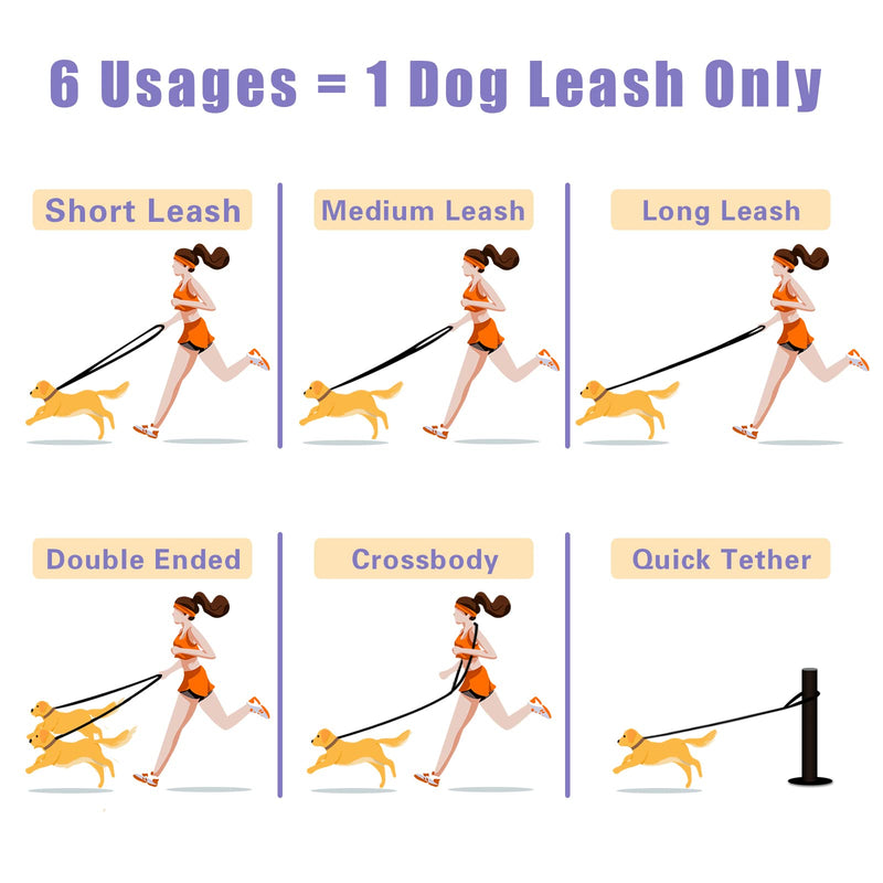 Hands Free Leather Dog Leash 8ft，Durable Genuine Leather Multi Function Dog Leashes，Strong Leather Leash for Small Medium Large Breed Dogs