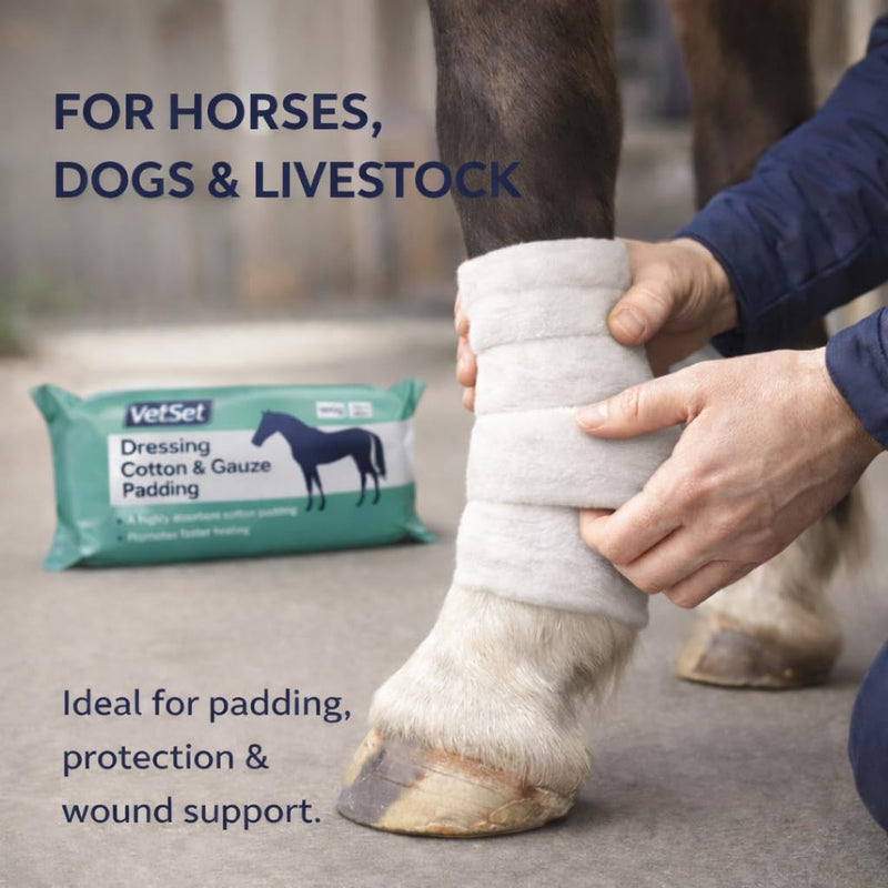 Horse Dressing Cotton & Gauze Padding Roll, 500g | Highly Absorbent Veterinary Wound Dressing for Horses, Dogs & Livestock | Low-Adherent, Hospital-Quality Padding for Protection & Healing