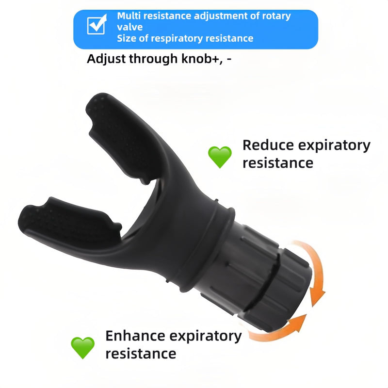 Portable Lung Capacity & Ab Trainer - Adjustable Resistance Breathing Exerciser for Core Strength, Swimming, Martial Arts | Medical-Grade Silicone, Compact Design with Flow Control Valve Black