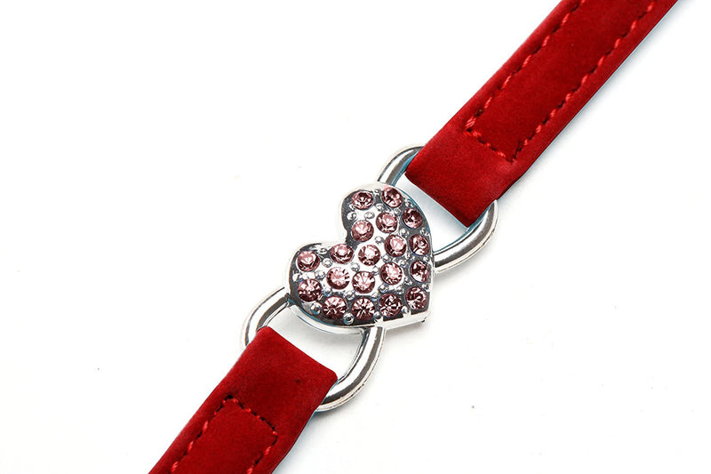 CHUKCHI Adjustable Cat Collar with Bell and Heart Pendant with Crystal Stones Soft Velvet Fabric Safe Collar 8-11 Inch - BeesActive Australia