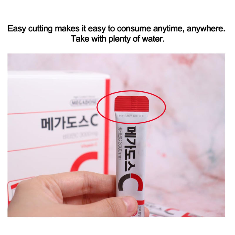 Korean Vitamin C 3,000mg, Powder Stick Individually Packaged, 1 Pack per Day, 90g