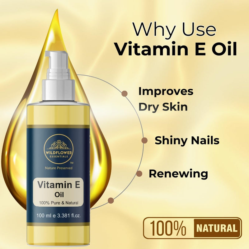 Vitamin E Oil Pure Cold Pressed For Face, Skin, Hair, Body, Pore Tightening | with Dispensing Pump 3.38 Fl Oz (100ml) Vitamin E 3.38 Fl Oz (Pack of 1)