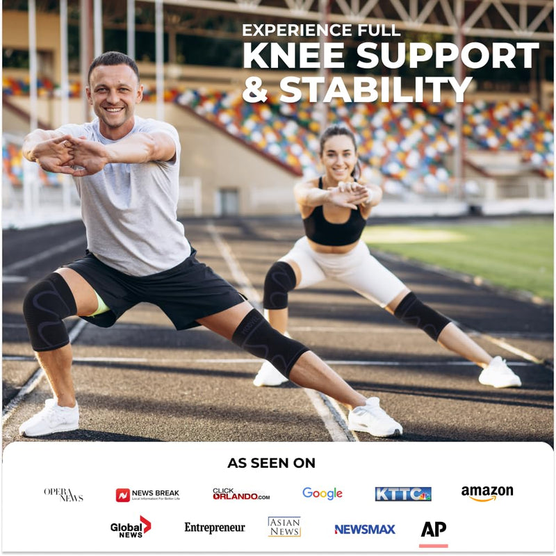 Modvel 2 Pack Knee Brace for Women & Men - Workout Knees Compression Sleeve for Knee Pain Relief Joint Support for ACL, Arthritis, Meniscus Tear Knees Brace for Sports, Rodilleras para Gym Fitness Small Black