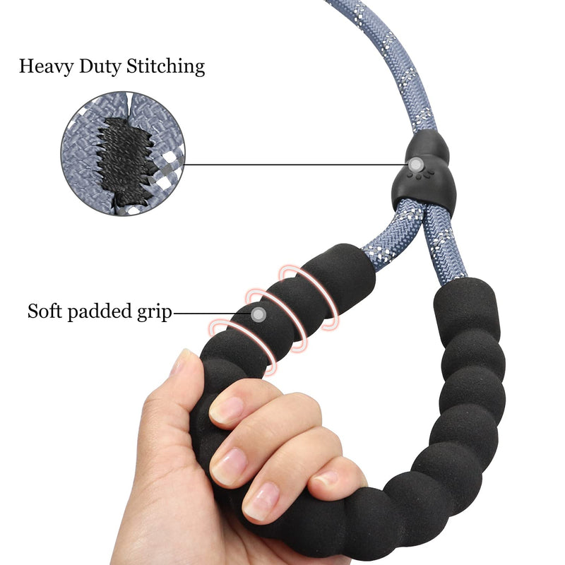 TagME Slip Leads for Dogs, 6 FT Heavy Duty Dog Leash with Padded Handle, Strong Rope No Pull Pet Training Leash for Medium Dogs,Gray M-3/8"x6'(50-110lbs) Gray - BeesActive Australia