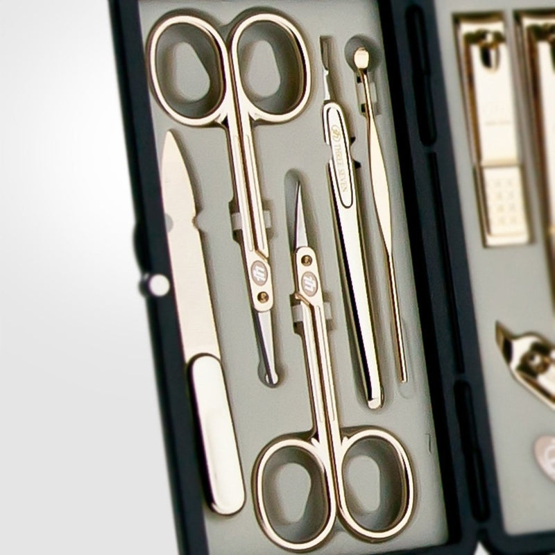 Korean Nail Clipper| World No. 1. Three Seven (777) Premium Quality Gift Travel Manicure Grooming Kit Nail Clipper Set (10 PCs, 2100G), Made in Korea, Since 1975, Gold - BeesActive Australia