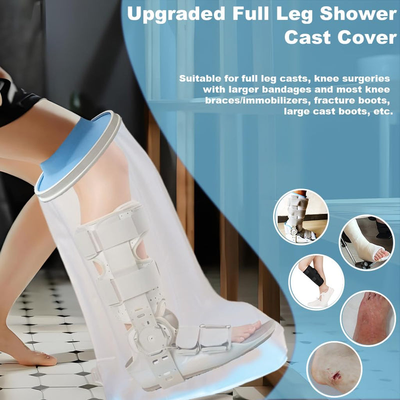 Non-Slip Waterproof Extra Wide Leg Cast Cover for Shower - Protector for Surgery Wounds, Bandage, Large Cast, Knee Immobilizer/Brace, Walking Boots (30 in. Long) Long-Wide-Leg