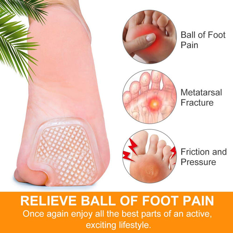 Metatarsal Pads 8 Count Gel Cushions, Ball of Foot Cushion Protect and Relieve Metatarsal, Sesamoid, Ball of Foot Pain - 4 Pairs