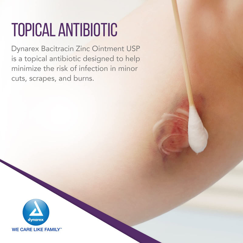 Dynarex Bacitracin Zinc Ointment USP - Burn Cream and Antibiotic Ointment for Minor Cuts, Diaper Rashes, Wound Care and First Aid, 0.9g Packets - 1 Box of 144 Packets