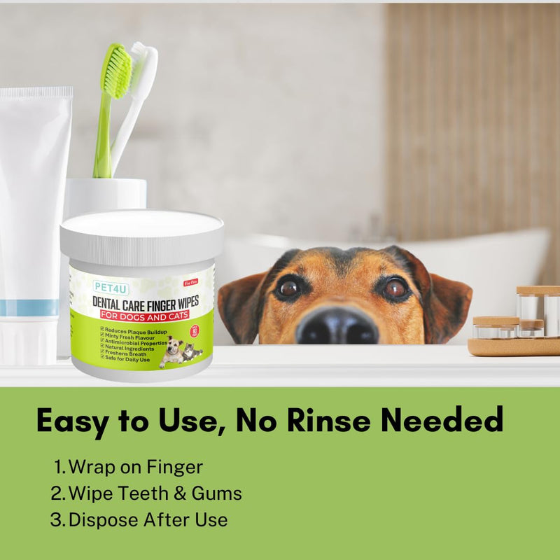 Dental Finger Wipes for Dogs and Cats - 80ct - Fights Plaque, Tartar & Bad Breath - Gentle & pH Balanced Dog Teeth Cleaning Wipes - Ideal for Small Dogs & Cats - BeesActive Australia