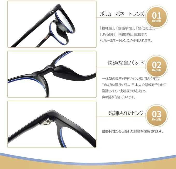 Dollger Blue Light Cut Glasses, Date Glasses, No Degree, Ultra Lightweight, UV Protection, UV Protection, Blue Light Reduction, Round Glasses, Round Glasses, Boston-Shaped, Small Face Effect, Stylish, -  Australia