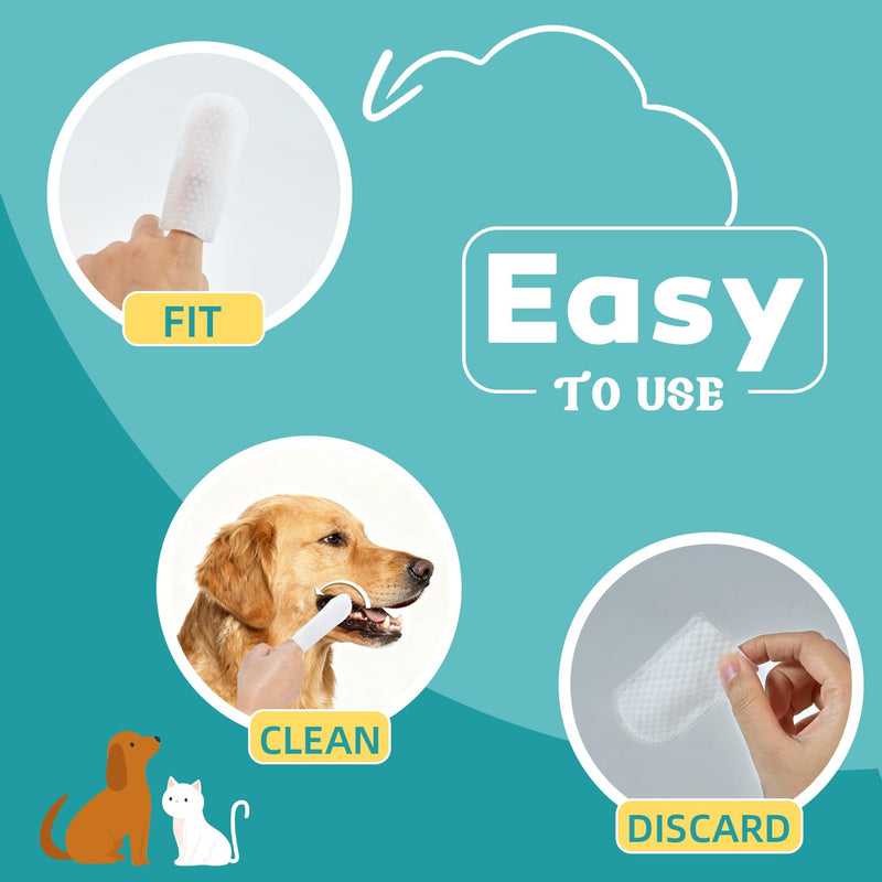 Teeth Cleaning Wipes for Dogs & Cats, Natural Formula Dog Finger Toothbrush Wipes Remove Plaque & Tartar Buildup, No-Rinse Disposable Dog Dental Care Finger Wipes(50 PCS) 1pcs Dark Cyan