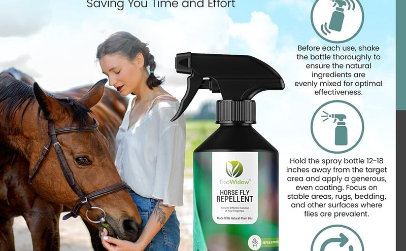 Natural Horse Fly Repellent Spray - 500ml | Citronella-Based Formula | Eco-Friendly | Ideal for Stables, Rugs & Bedding and Clothing Personal Protection 500ml (1 Pack)