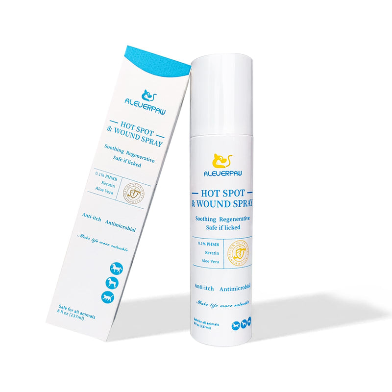 Hot Spot Treatment, Itch Relief Spray for Dogs and Cats. Relives Scratching, Sores, Rashes, Itchy Skin and Paw Licking, with Aloe and PHMB, 8 Fl Oz