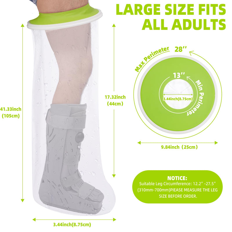 Waterproof Cast Covers for Shower Leg Adult Full Long Leg Protection to Wounds, Keeps Cast and Bandage Dry Bath,Watertight Cast Bag Showering for Surgery Foot, Ankle, Knee Burns Reusable NEW- Full-Leg - BeesActive Australia