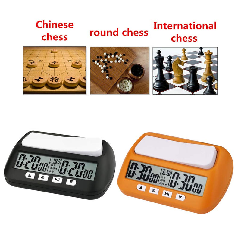 Professional Chess Clock Compact Digital Watch Count Up Down Timer Board Game Stopwatch Competition Hour Meter Black Plastic