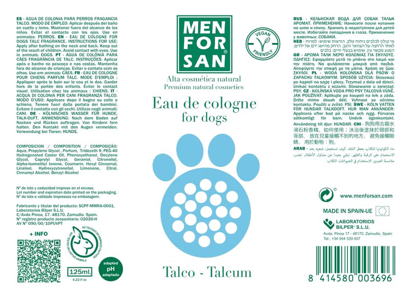 Parfum for domestic animals Menforsan Talc en powder (125 ml) 125 ml (pack of 1) - BeesActive Australia