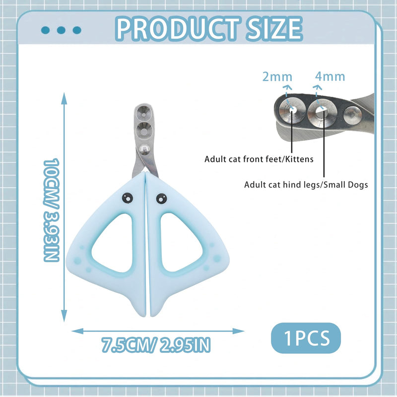 Cat Claw Scissors, Cat Nail Scissors, Cat Claw Cutter, Stainless Steel Double Round Hole 2 & 4 mm Professional Cat Claw Cutter, Cat Nail Scissors, Cat Nail Clipper for Small Animals Puppy Cat (Blue) - BeesActive Australia