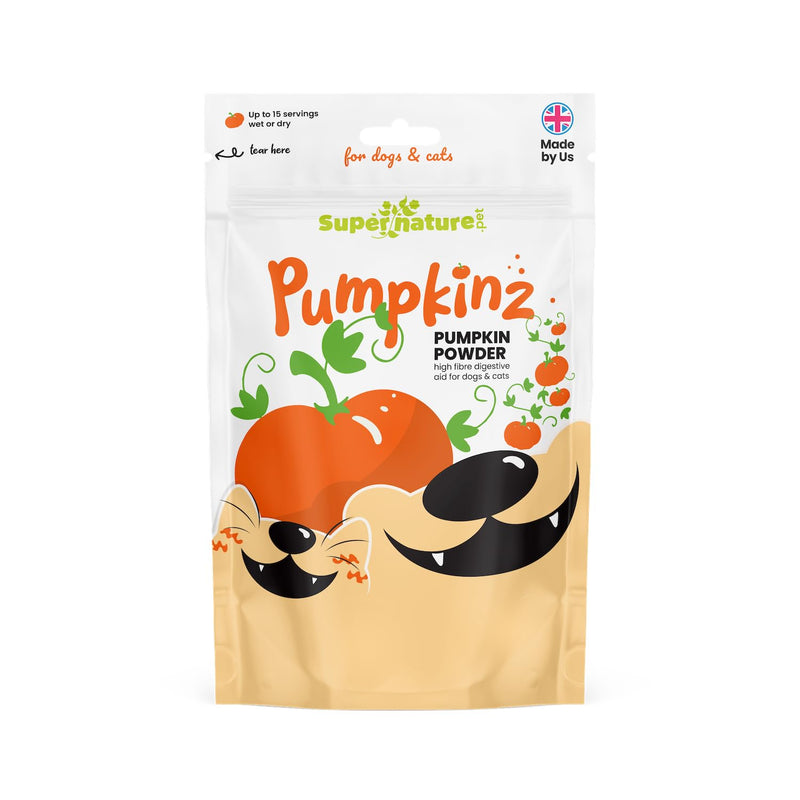 Supernature Pumpkinz Dried Pumpkin Powder for Dogs & Cats 100g | 100% Natural Stool Firming Supplement, Digestion Support, Plant Based, Canned Pumpkin Alternative, Manufactured in the UK