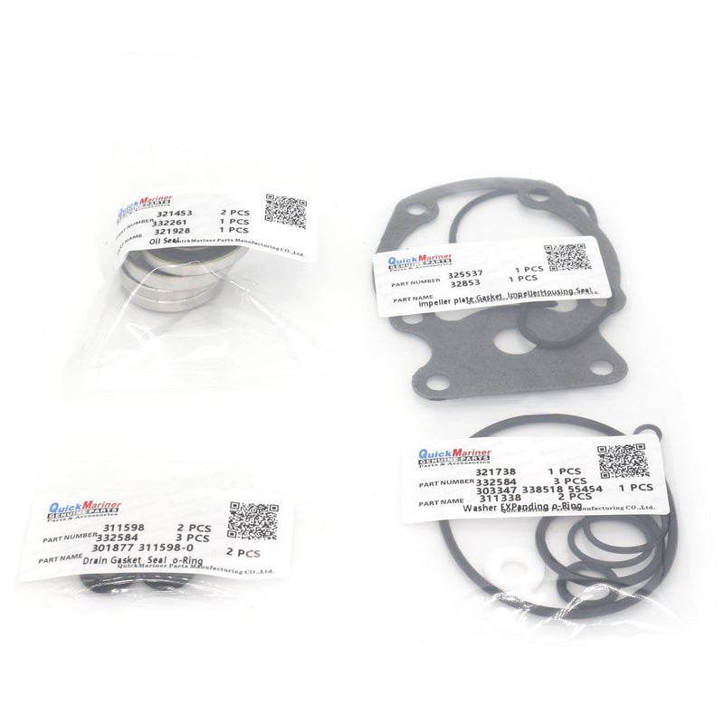 396351 Marine Gearcase Lower Unit Seal Kit for Johnson Evinrude 20-35 HP Outboard Boat Motors replaces 777559 Sierra 18-2658