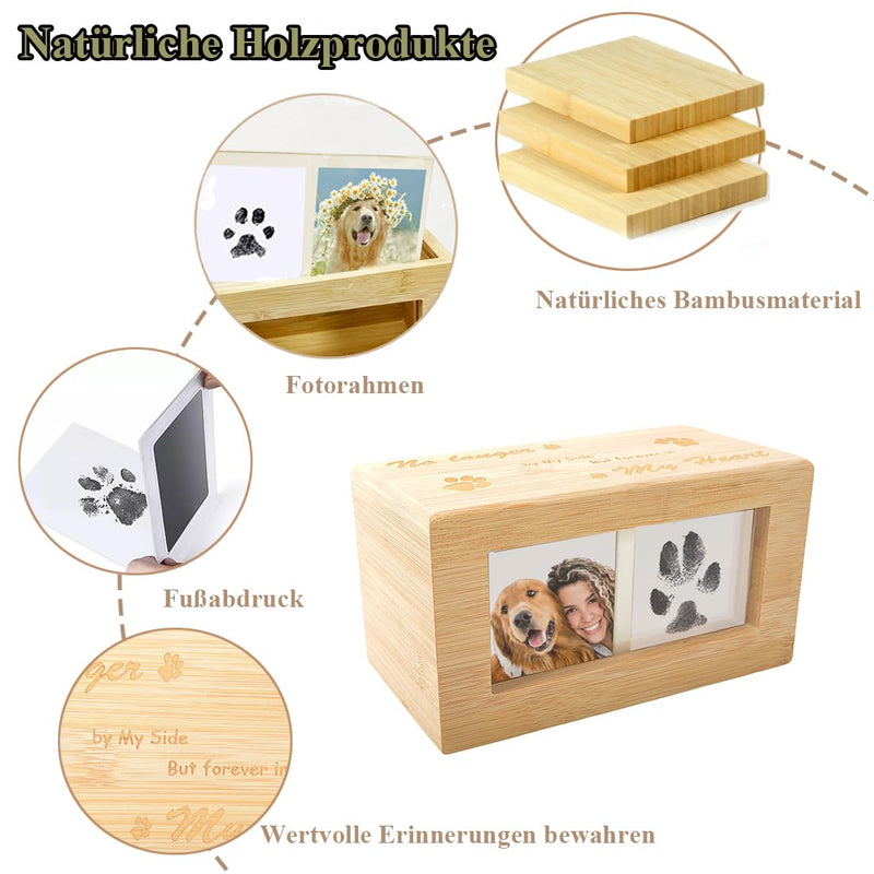 Erlsig animal urns for dogs, cats, dog urn, wooden animal urn, pet urn with picture frame, paw print - BeesActive Australia