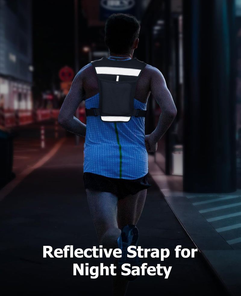 NOOLA Running Vest for Men Women, Adjustable Running Hydration Vest with 500ml Soft Flask, Water Backpack with Phone Holder Black