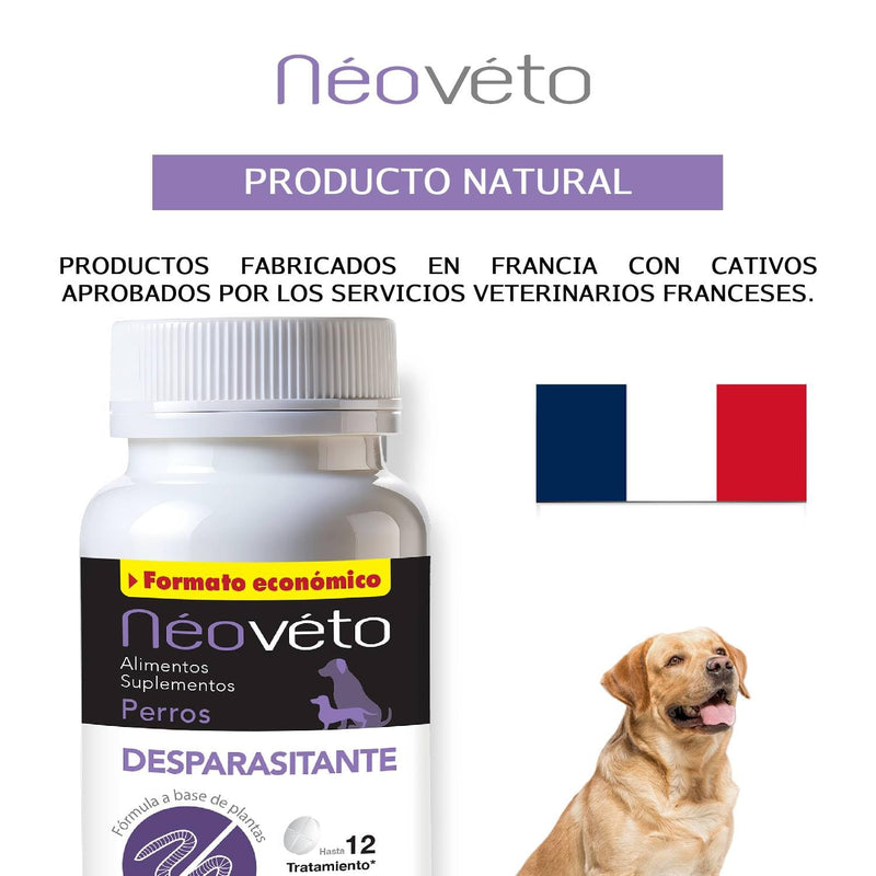 NEOVETO - Vermipurge - Antiparasitic for Dogs in Natural Tablets - Active Principles Approved by the French Veterinary Services - 30 Appetizing Tablets