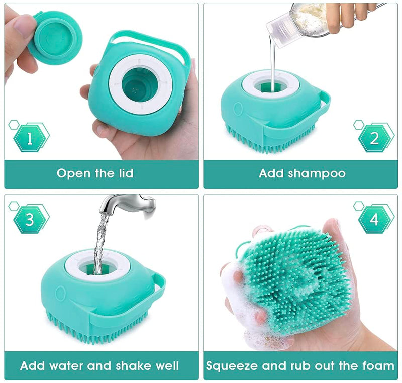 Pet Bath Massage Brush Puppy Dog Cat Grooming Cleaning Soft (Blue) Blue - BeesActive Australia