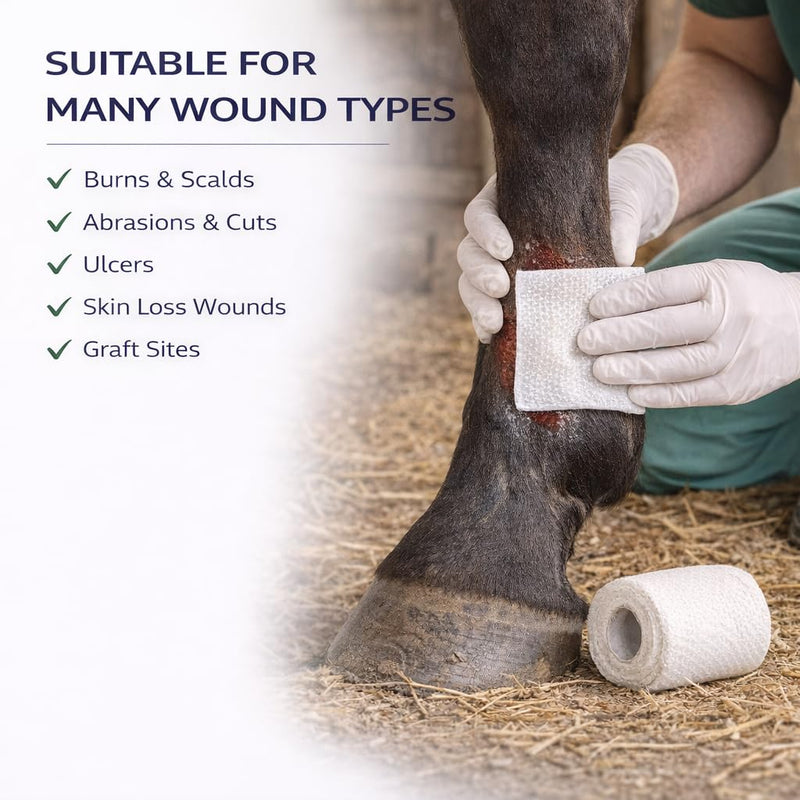 GeloTec | Paraffin Gauze Dressing for Horses, Dogs, Cats & Animals | Sterile Non Adherent Contact Layer for Burns & Wounds | 100mm x 100mm (10 Pack) 10 Pack (100mm x 100mm)