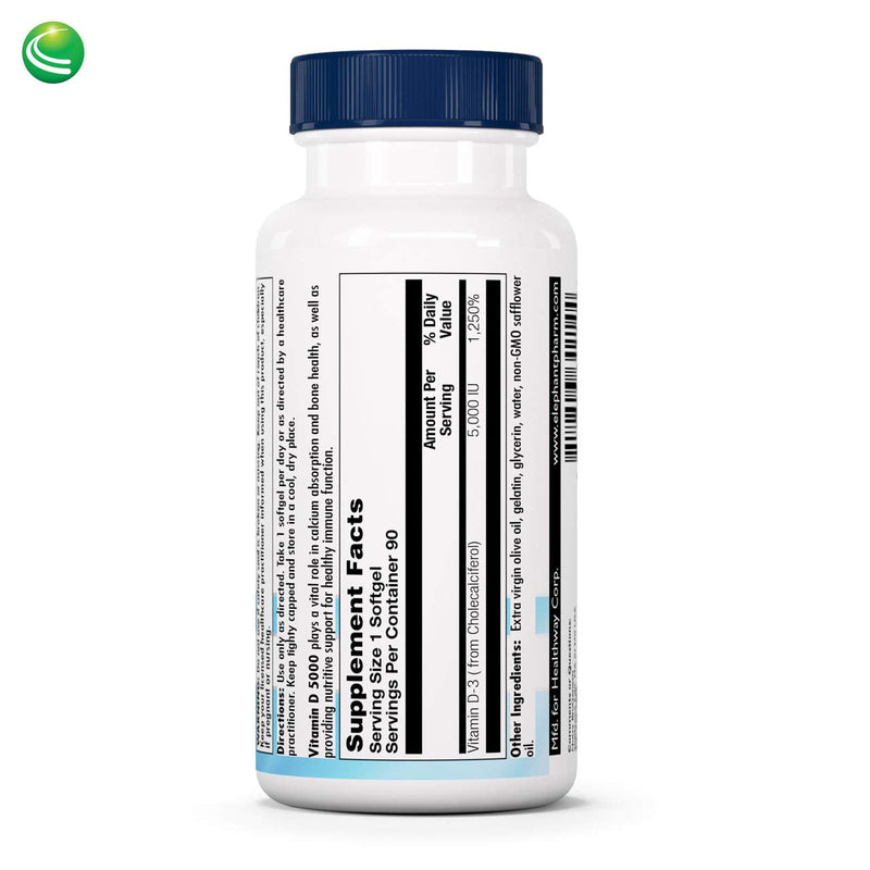 Nutra Biogenesis Vitamin D3 5000 IU, Vitamin D Supplement, 90 Softgels | Daily Nutritional Support, With Olive Oil for Absorption