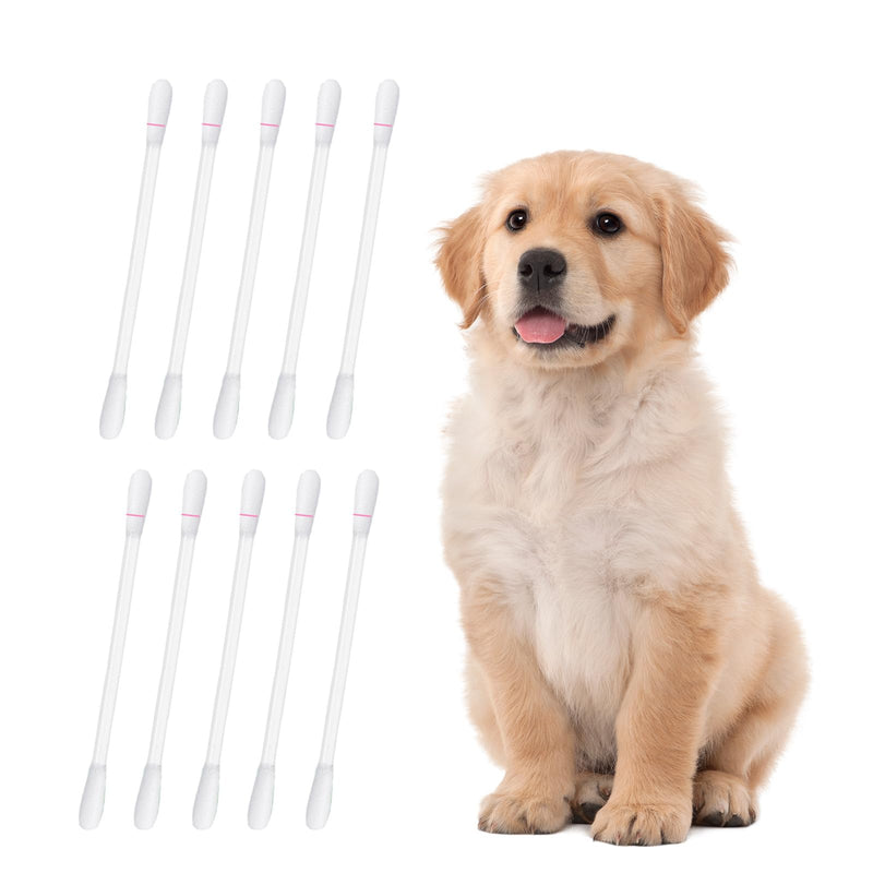 50 Pcs Pet Ear Cleaner Cotton Swabs for Dogs and Cats, Liquid-Filled Ear Cleaning Sticks for Removing Dirt, Wax and Odor, Gentle Ear Care for Dogs Cats and Small Pets