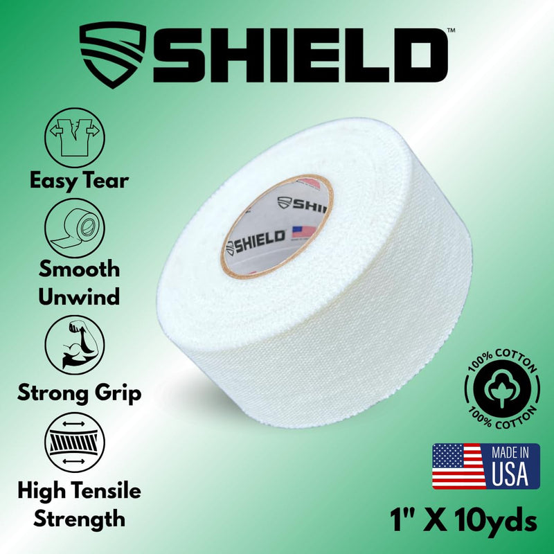 SHIELD 1 Inch Athletic Tape – Precision Tape 12 Pack – Strong Cotton, No Residue – Made in USA – Rigid Sports Wrap for Fingers, Thumbs, Toes, First Aid, Training - BeesActive Australia