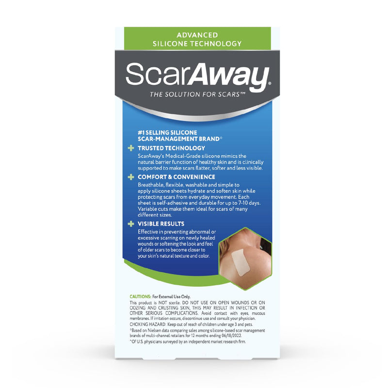 ScarAway Advanced Silicone Scar Sheets, Medical Grade Variety Pack Silicone Strips, Scar Treatment & Prevention for Surgical, Burn, Body, Acne, Hypertrophic & Keloid Scars, 8 Reuseable Sheets - BeesActive Australia
