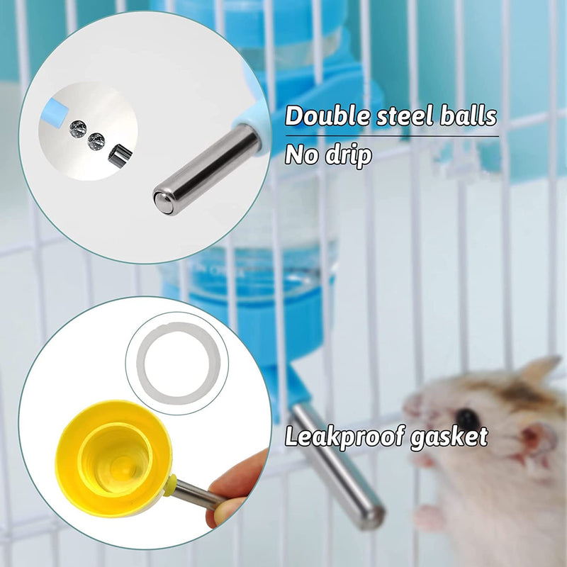 Hamster Water Bottle Small Animal Standing Water Dispenser Ceramic Base Cage Hanging Water Feeding Bottles Auto Dispenser for Hamster Guinea Pig Squirrel Rabbit Hedgehog (Blue) Blue - BeesActive Australia