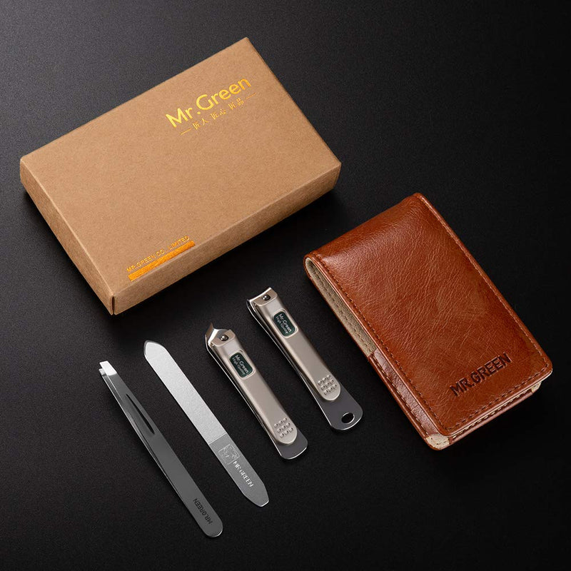 MR.GREEN Nail Clipper 4Pcs Set, Stainless Steel Manicure Pedicure Set, Medical Grade Grooming Kit with Travel Case Gift Box for Man & Woman Mr-6105