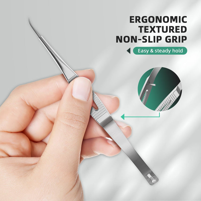 Cuticle Scissors, Professional Curved 15° Blade Stainless Steel, Ultra Sharp for Precision Nail Grooming, Eyebrow Shaping, and Sewing Thread Snips, with Travel Case - BeesActive Australia