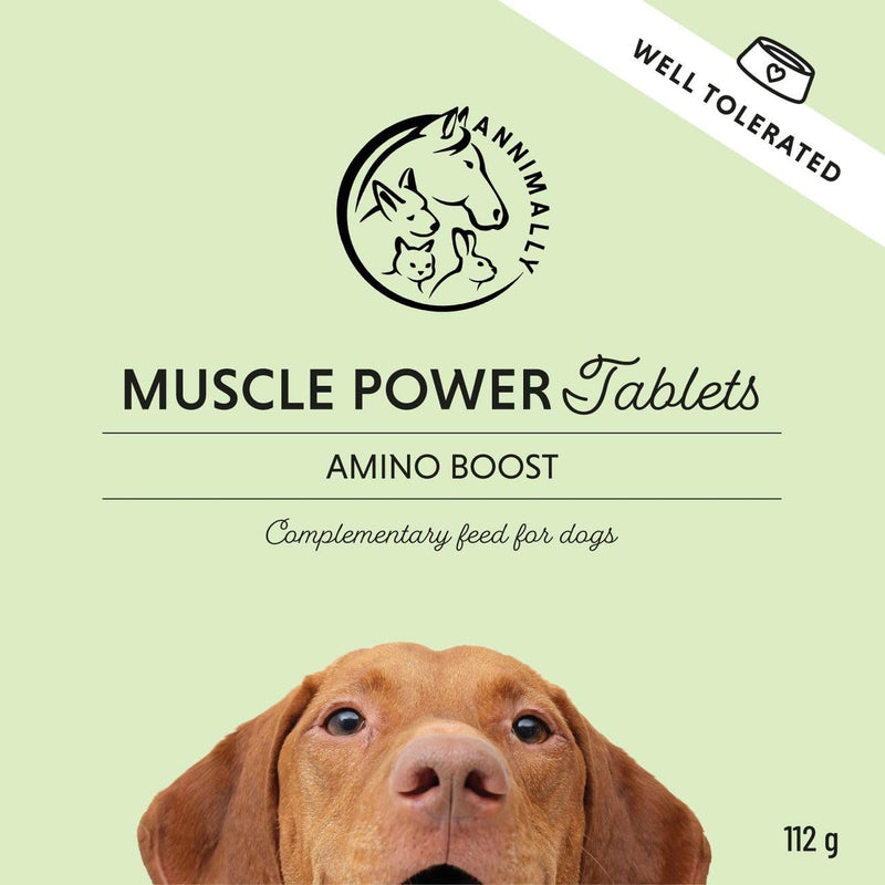 Annimally Muscle Power Tablets for Dogs 120 pcs. - Daily Supplement with Pea Protein & Siberian Ginseng for Active Dogs, Made in Germany