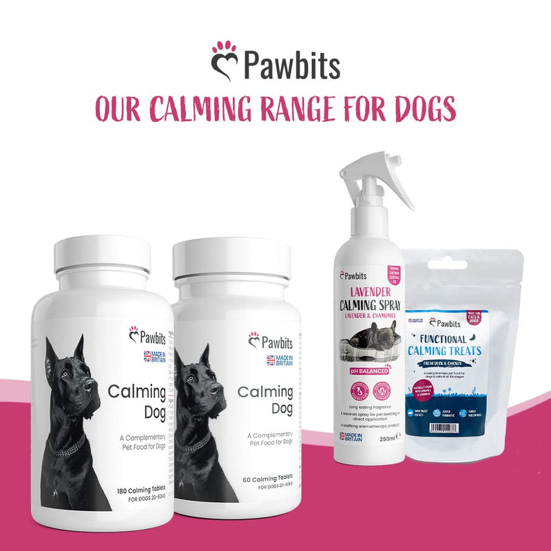 180 Pawbits Calming Tablets Supplement for Anxious & Hyperactive Dogs Calms Relaxes & Non-Sedative Dog Calming Tablets Fireworks, Behavioural Issues, Travel & Vet Visits Natural Calm Aid (180 tablets) 180 Tablets