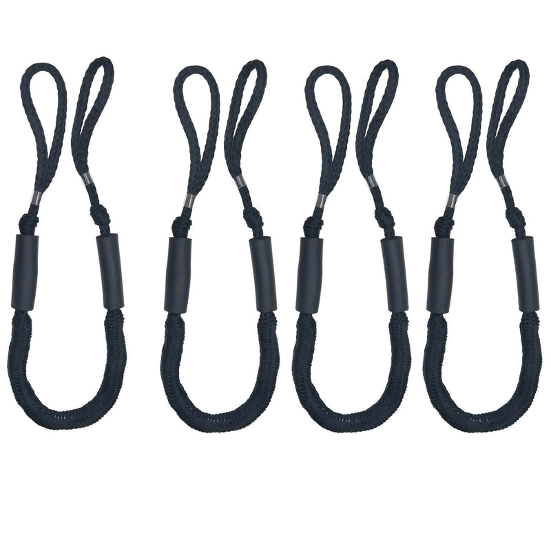 Bungee Dock Lines for Boat Shock Absorb Dock Tie Mooring Rope Boat Accessories 4-5.5 ft,4Pack (Black) - BeesActive Australia