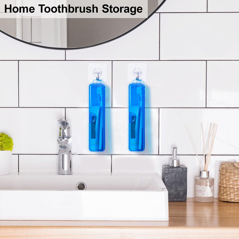 Toothbrush Case 2 Packs, Transparent Dark Blue Toothbrush Travel Case, Plastic Toothbrush Holder Travel Size, 7.87 x 1.85 x 1.18 inches Portable Toothbrush Case for Traveling - BeesActive Australia