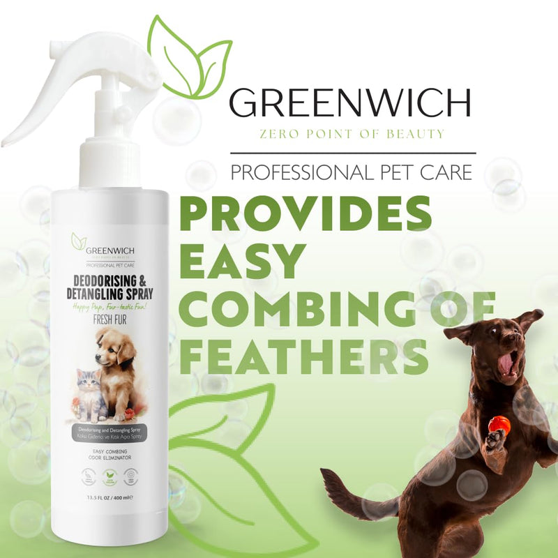 Greenwich Vegan Detangling and Deodorizing Spray for Cats and Dogs, Easy Grooming with Argan Oil and Lavender, Fresh Scent and Tangle-Free Coat, 400ml - BeesActive Australia