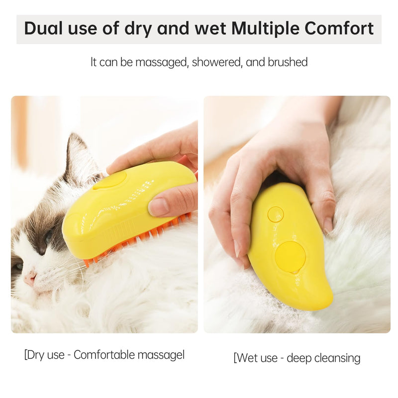 Cat Steam Brush, Multifunctional Steamy Cat Brush, 3 in 1 Steam Brush for Cats, Cat Hair Brush/Cat Massager, Misty Brush Cat, Steaming Pet Brush for Grooming Shedding Bathing - BeesActive Australia