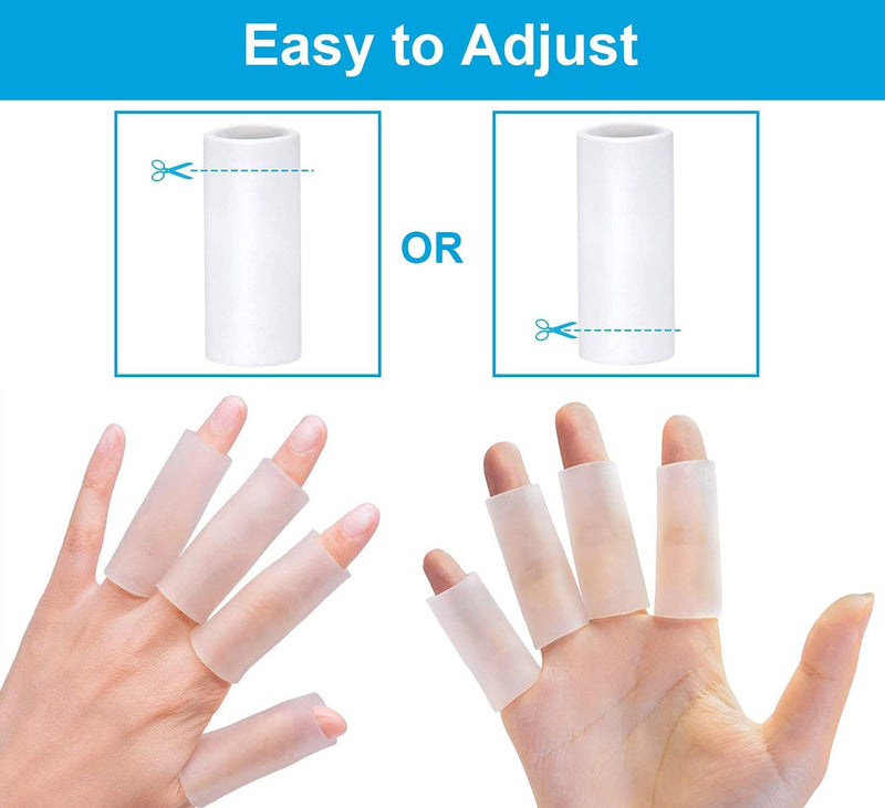 Sumifun Finger Sleeves, 20PCS Gel Thumb Finger Tubes for Arthritis, Trigger Finger Pain, Silicone Fingers Protector for Golf, Basketball, Golf, Rugby, Cracked Finger Clear