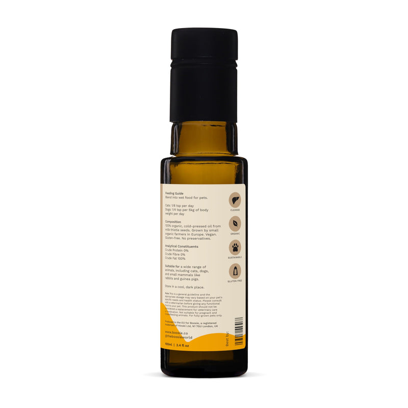 Boosie Organic Milk Thistle Oil for Dogs and Cats 3.4 fl oz - Supports Liver Function and Immune System - Antioxidant - Rich in Vitamin E - 100% Natural Without Additives or Preservatives Liver Support - BeesActive Australia