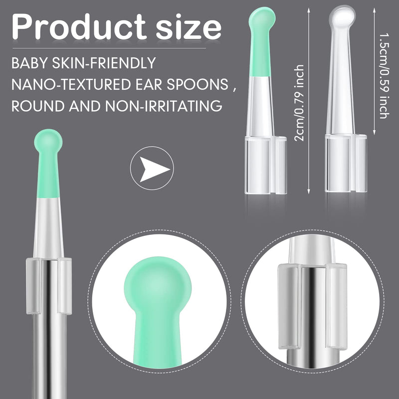 Nuanchu 10 Pcs Ear Spoon Tips Ear Cleaner Replacement Set for 3.5 mm Otoscope Plastic Cleaner Tips Reusable for Teens Adults Family Health Care(Transparent, Light Green) Transparent, Light Green - BeesActive Australia