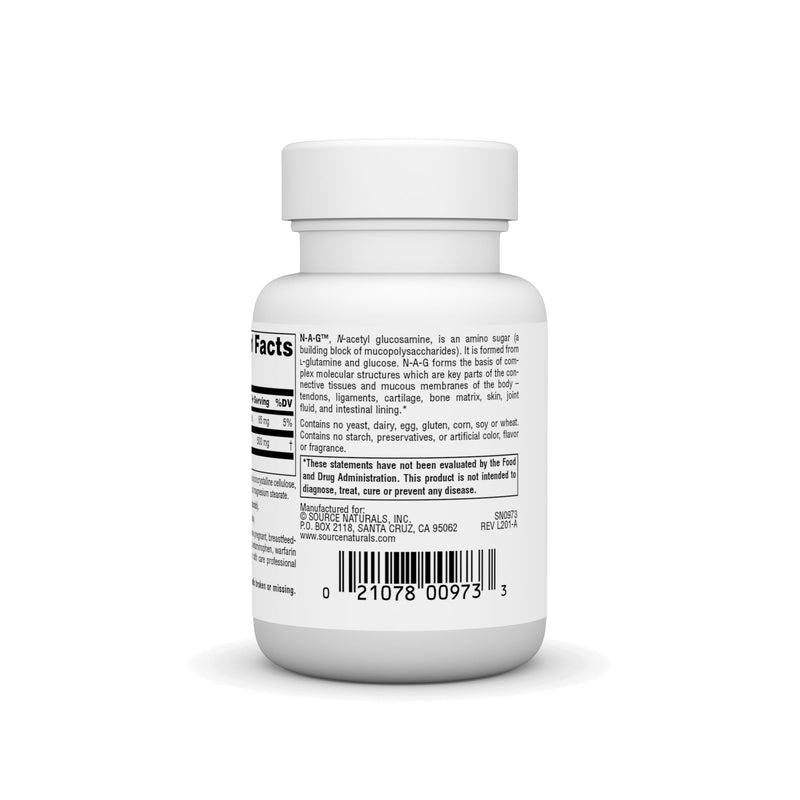 Source Naturals N-A-G, N-Acetyl Glucosamine, 250 mg - 60 Tablets | Support for Tendons, Ligaments, Cartilage, Bone Matrix, Skin, Joint Fluid, & Intestinal Lining* 1 60 Count (Pack of 1)