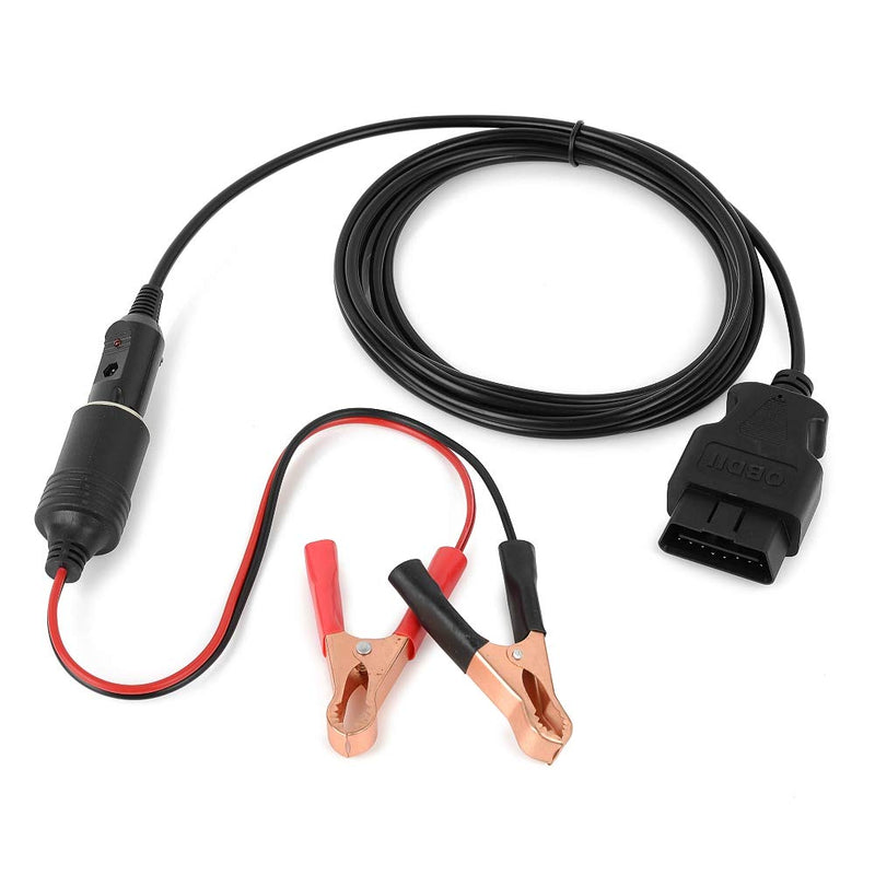 OBD II Vehicle ECU Emergency Power Supply Cable Car Diagnostic Cable Memory Saver (3 Meter) with Alligator Clip-On 12V Car Battery Cigarette Lighter Power Extension Socket