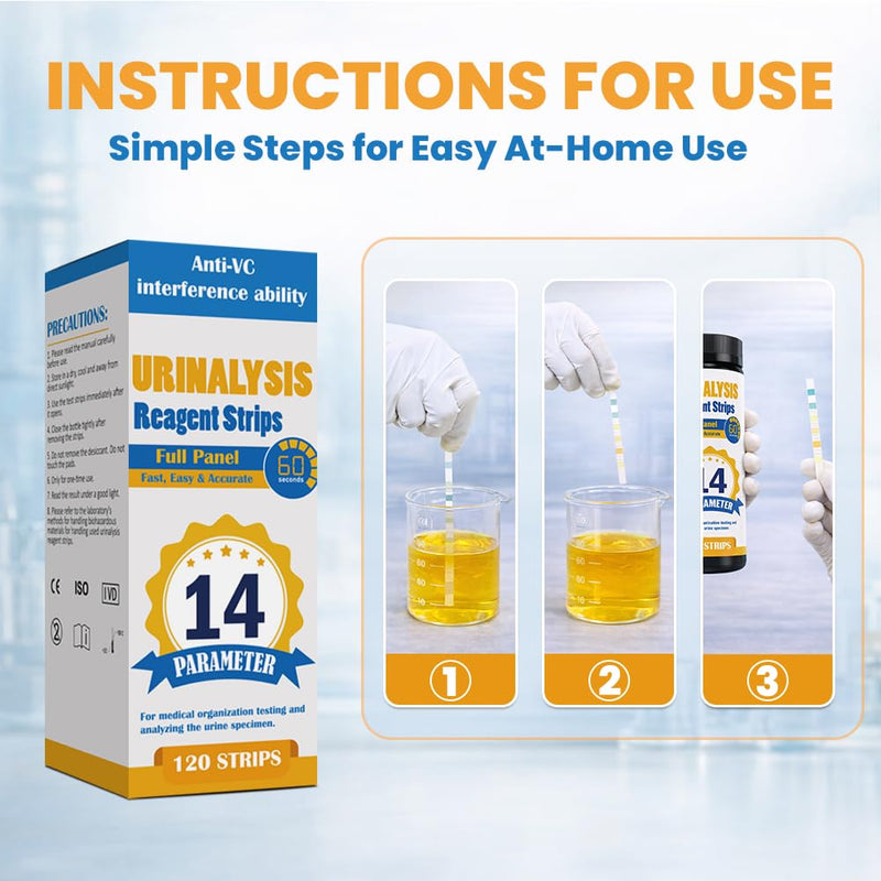 14 URS Test Strips – Easy Home Urinalysis Strips for Routine Health Tracking, Accurate & Simple to Use