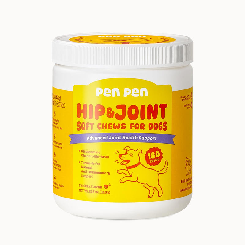 PENPENPET Hip and Joint Supplement for Dogs with Glucosamine for Dogs Chondroitin, MSM, and Turmeric to Support Joint Health, Promote Mobility (Chicken Chews, 180ct)